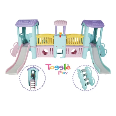 Kids Fun Station Playground Equipment with Double Slide