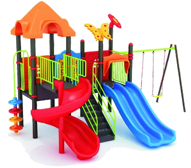 Multi Play Station with Slide and Climbing Deck